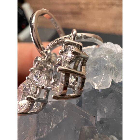 Cz hoop dangle earrings in sterling silver - Picture 16 of 16